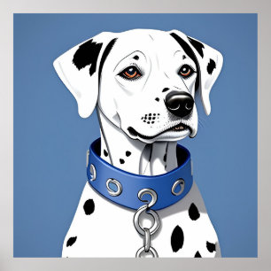 Poster Chien dalmate portant un collier bleu