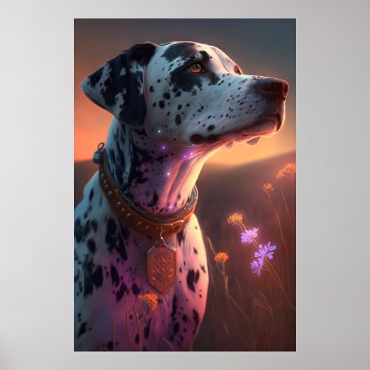 Poster Chien Dalmatien Portrait animal Peinture Animaux A (Devant)
