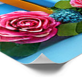 Poster Chien d'anniversaire avec gâteau et ballons (Coin)