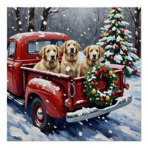 Poster Chien de Berger Anglais Ancestral Camion Rouge de 