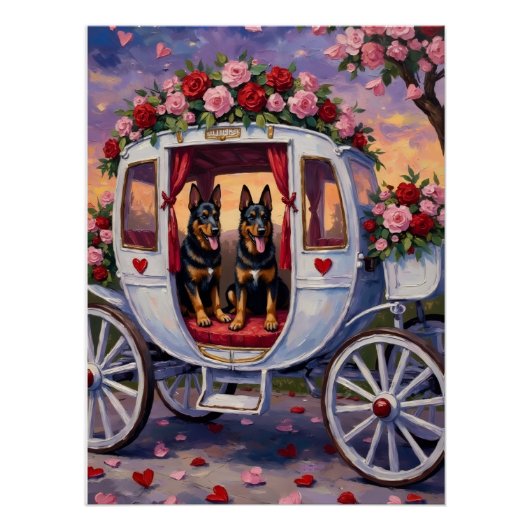 Poster Chien de berger belge Saint-Valentin (Devant)