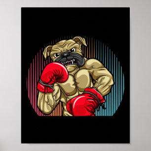 Poster Chien de boxe portant des gants de boxe poids lour