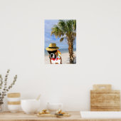 Poster Chien de boxe sur l'affiche de la plage (Cuisine)