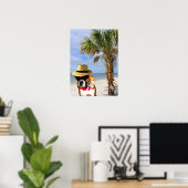 Poster Chien de boxe sur l'affiche de la plage (Bureau à domicile)