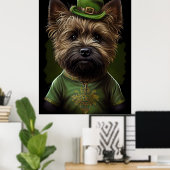 Poster Chien de Cairn Terrier en Robe de la Saint Patrick (Bureau à domicile)