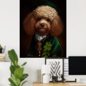 Poster Chien de caniche en tenue de jour St. Patrick (Bureau à domicile)