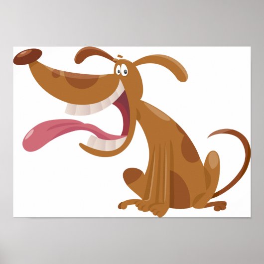 Poster Chien de caricature avec grand sourire et langue d (Devant)