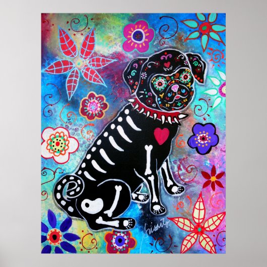 Poster Chien de Carlin Dia de los Muertos (Devant)