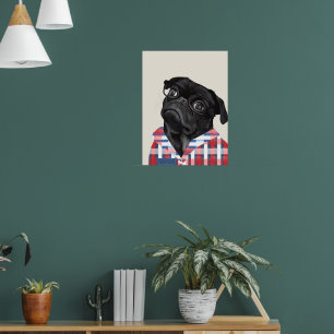 Poster Chien De Carlin Noir Avec Lunettes Et Chemise