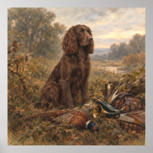 Poster Chien de chasse Wachtelhund, Spaniel allemand
