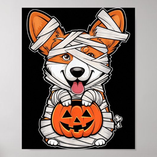 Poster Chien de compagnie Mummy Pumpkin Halloween (Devant)