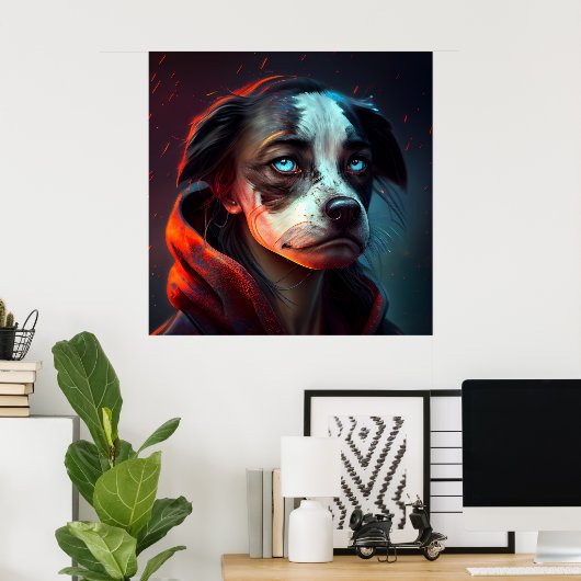 Poster Chien de femme fanatsy (Bureau à domicile)