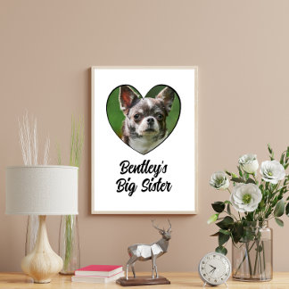 Poster Chien de grande soeur personnalisées photo & texte