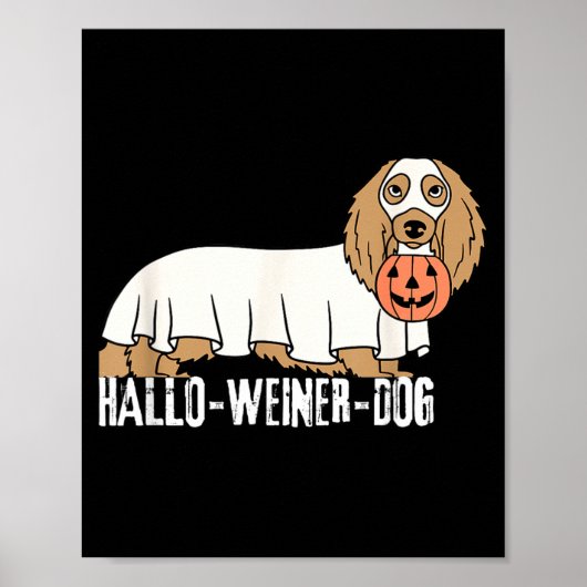 Poster Chien de Halloween Dachshund Hallo-Weiner (Devant)