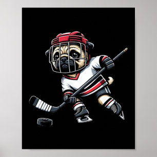 Poster Chien de hockey Pug mignon pour hommes femmes fill