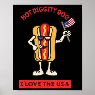 Poster Chien de Hot Diggity 4 juillet BBQ patriotique Cui