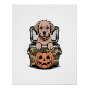 Poster Chien de laboratoire brun Halloween effrayant