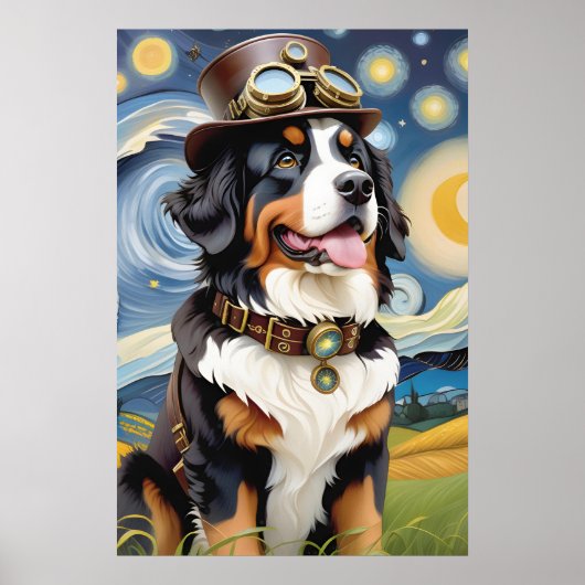 Poster Chien de montagne bernois de Steampunk (Devant)