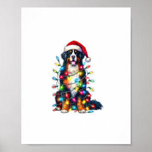 Poster Chien de montagne bernois x lumières de Noël