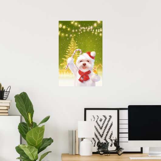 Poster Chien de Noël à Santa Hat (Bureau à domicile)
