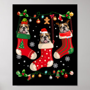 Poster Chien de Noël Anglais en choeur Père Noël X-mas Ch