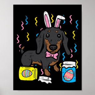 Poster Chien de Pâques Dachsund Bunny Boeuf mignon Filles