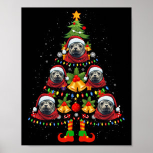 Poster Chien de phoque des Caraïbes Santa Hat Christmas T