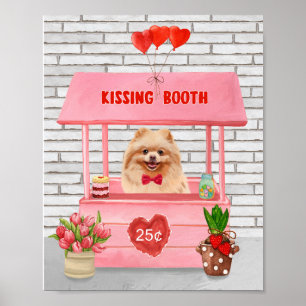 Poster Chien de Poméranie Valentine's Day Kissing Booth