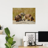 Poster "Chien de prairie à queue noire encadré (Bureau à domicile)