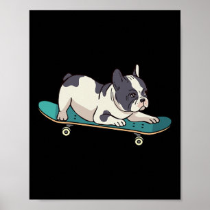 Poster Chien de skateboard Bouledogue Français