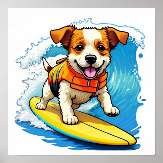 Poster Chien de surf (Devant)