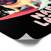 Poster Chien de surf Cool Pug (Coin)