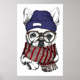 Poster Chien de Taureau de Français de hippie