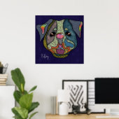 Poster Chien de taureau fou peint à la main (Bureau à domicile)