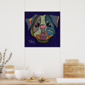 Poster Chien de taureau fou peint à la main (Cuisine)