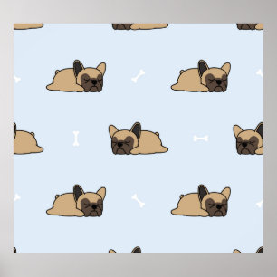 Poster Chien de taureau français, mignon motif endormi.