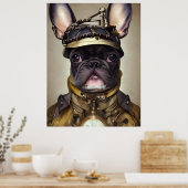 Poster Chien de taureau français Steampunk (Cuisine)