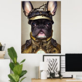 Poster Chien de taureau français Steampunk (Bureau à domicile)