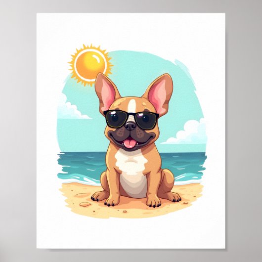 Poster Chien de taureaux français en vacances (Devant)
