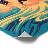 Poster Chien de Terre-Neuve à la plage (Coin)