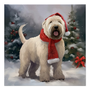 Poster Chien de Terrier rouillé en Noël de neige