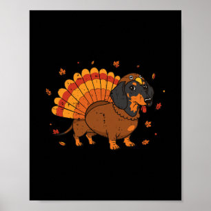 Poster Chien de Thanksgiving Dachshund Dinde Wiener Autom