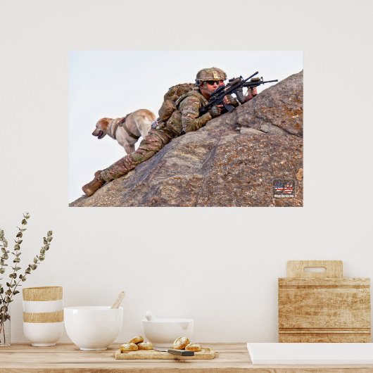 POSTER CHIEN DE TRAVAIL MILITAIRE AMÉRICAIN (Cuisine)
