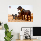 POSTER CHIEN DE TRAVAIL MILITAIRE AMÉRICAIN (Bureau à domicile)