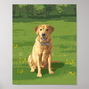 Poster Chien de trieur du Labrador jaune