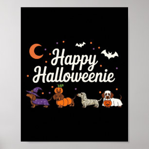 Poster Chien de Vienne Sorcière Joyeux Halloweenie Mignon