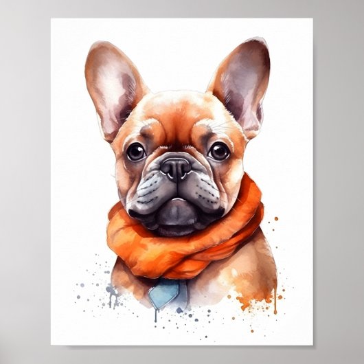 Poster Chien d'eau français Bulldog Illustration (Devant)