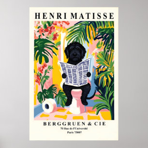 Poster Chien d'eau portugais sur des toilettes - Style Ma