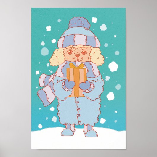 Poster Chien d'hiver confortable (Devant)