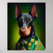 Poster Chien Doberman en tenue de la Saint-Patrick (Devant)